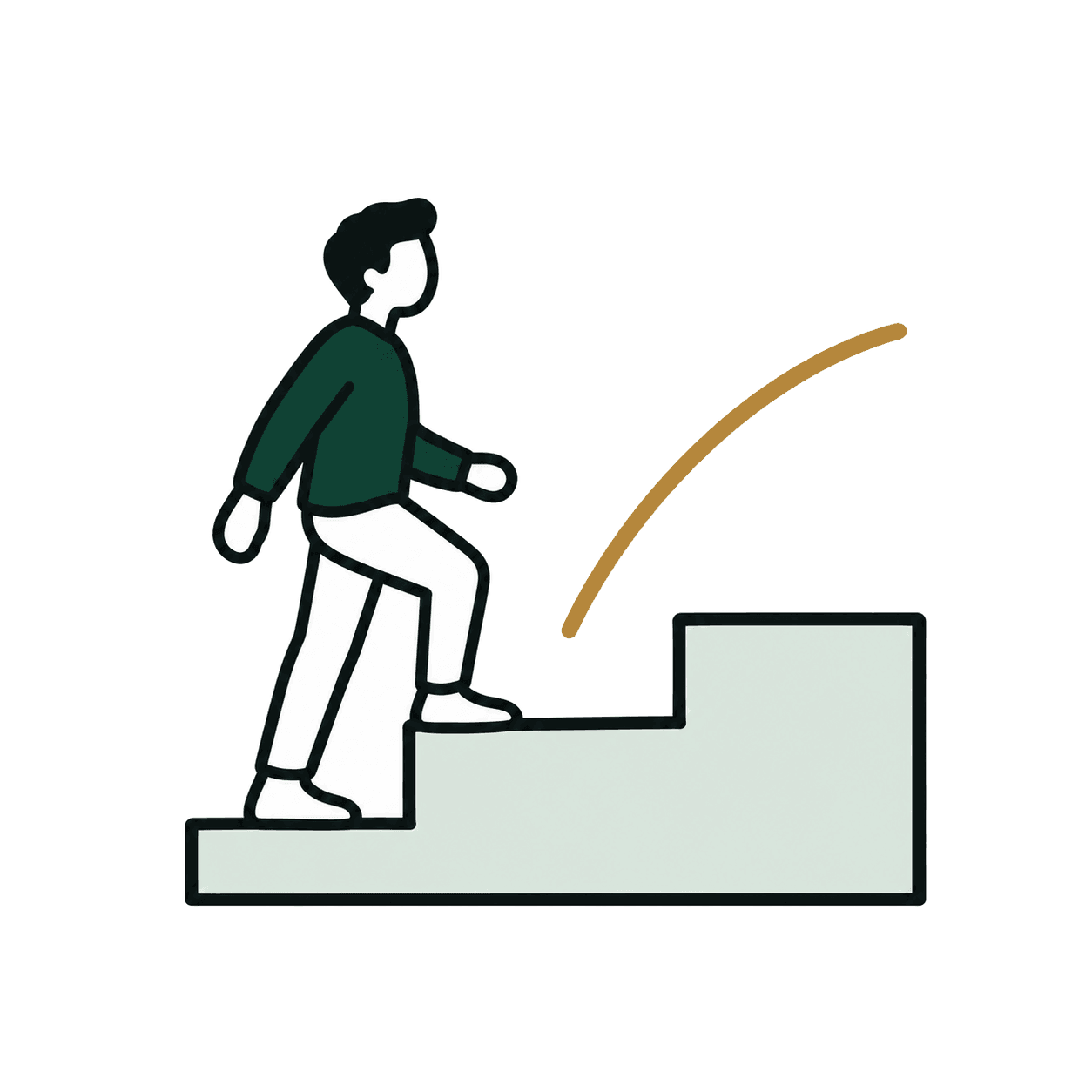 A person climbing a flight of steps