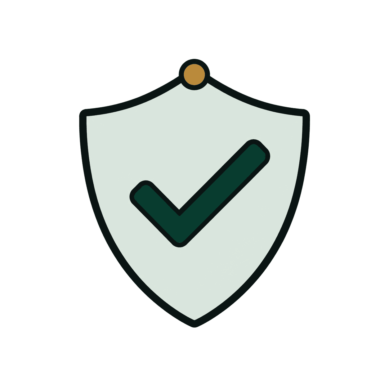 A shield with a tick inside it
