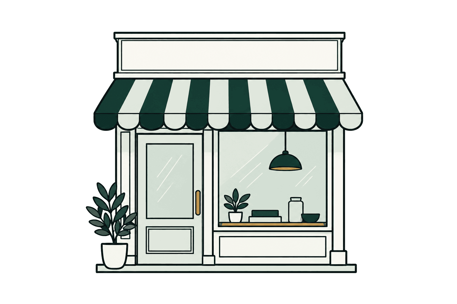 A small shopfront with an awning