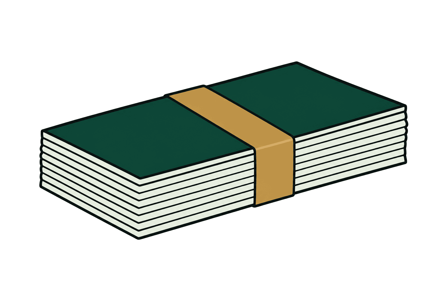 A banded stack of banknotes