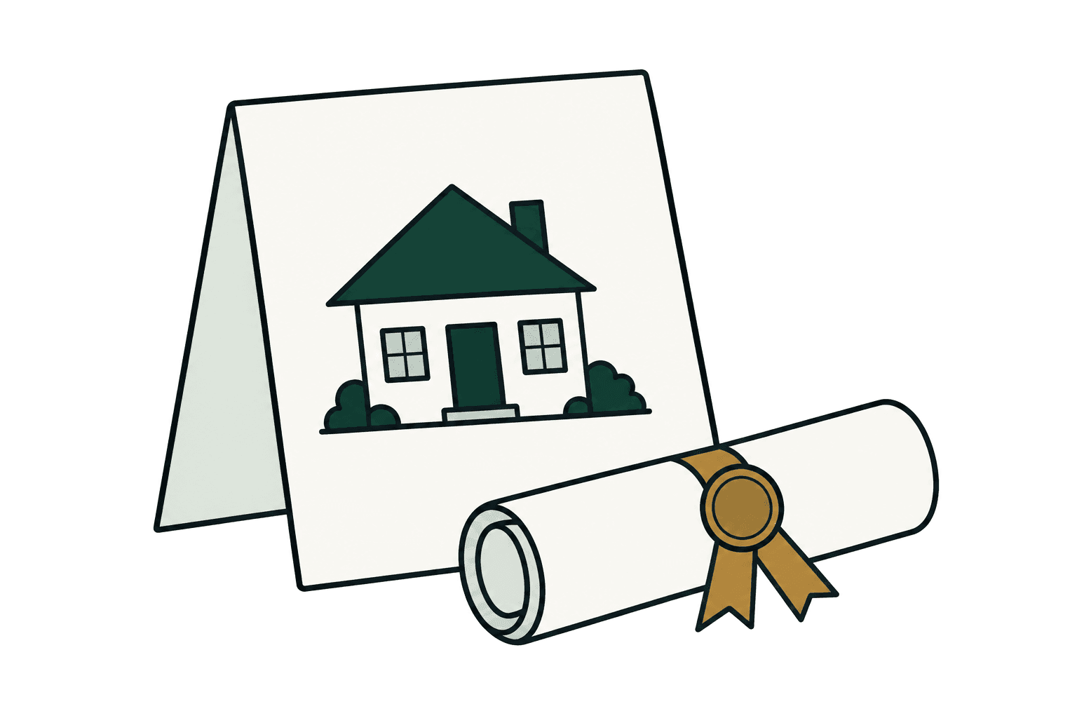 Property documents with a small house on them